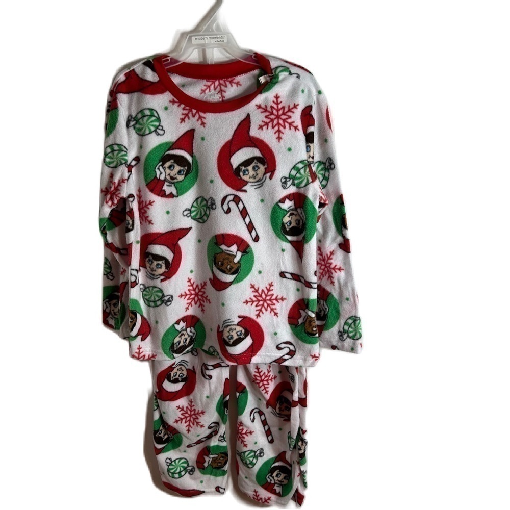 Elf on the Shelf Fleece Pajamas Sz 6/7 Kids NEW Christmas Red White Green